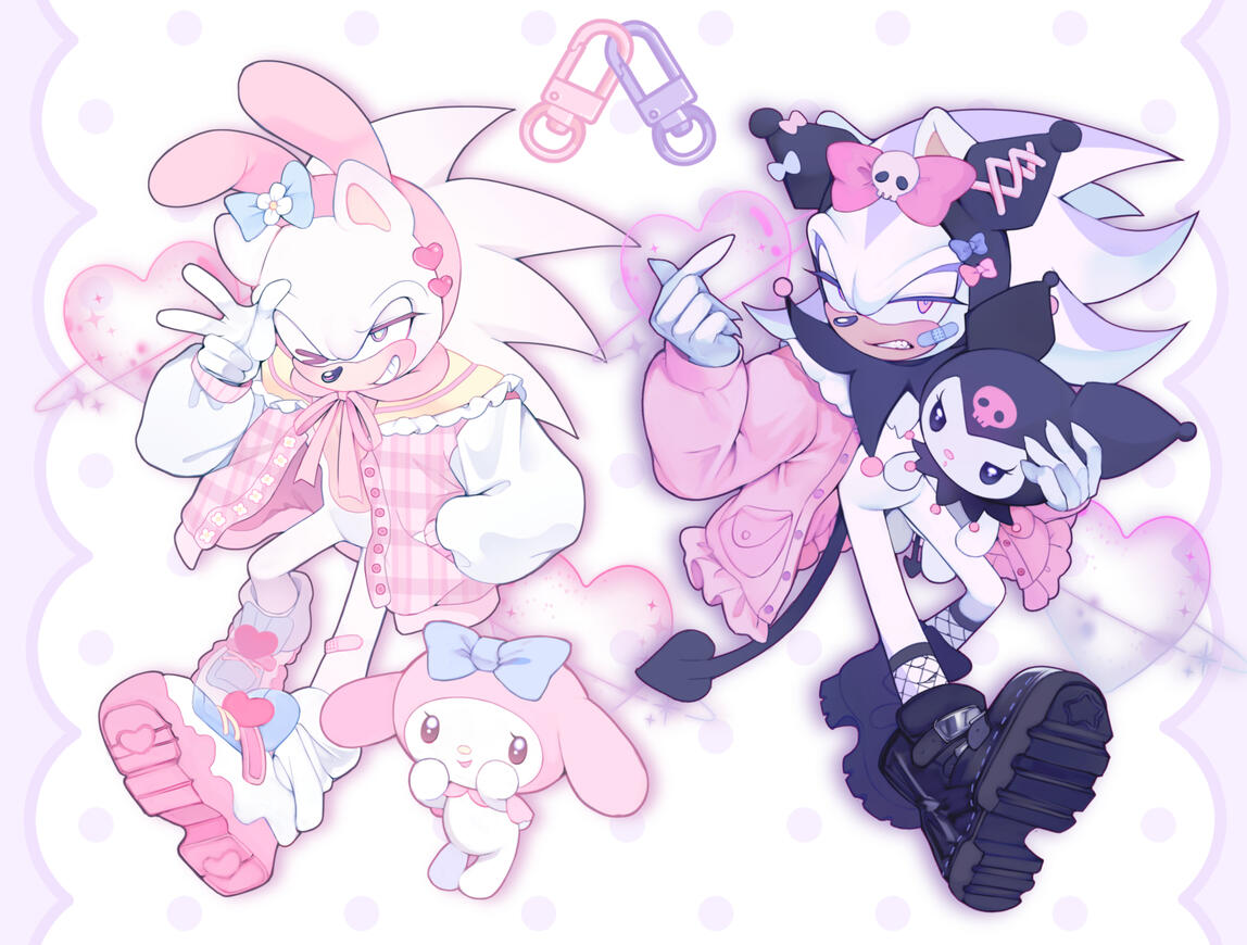 Mero and Kuro Sonic/Shadow keychains